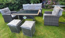 Exklusive Gartenlounge, 6-tlg. Set mit Esstisch & Kissen Rattanlounge Sitzgruppe
