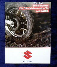 Suzuki Prospekt 1986 , 8 Seiten, DR 250 S, TS 250 X, DR 600 S, DR 600 R Dakar