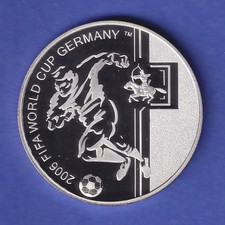 Mongolei Silbermünze 500 Tögrog Fußball-Weltmeisterschaft 2006 PP