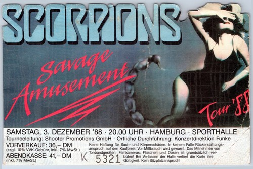 Scorpions ticket 1988 - 1988, savage