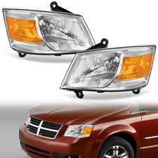 Pair Chrome Amber Headlights