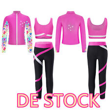 DE~Mädchen Sport Set Trainingsanzug 3tlg. Sweatjacke+Sport BH Tops+Hose