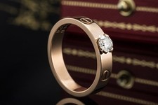Cartier Love Solitär Ring mit 1 Diamant Brillant 750er Roségold Größe 51 Schmuck