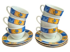 Domestic Tasse Untertasse Set 12-tlg Porzellan Mehrfarbig Blumen Sabrina