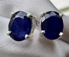 Edle Sterling Silber Ohrstecker Saphir Facettiert Edelstein 7mm  Ohrringe 925er