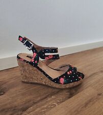 Süße Keilabsatz Schuhe Sandalen Sandaletten Wedges Punkte Rosenmuster Jumex 36