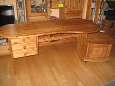 Schreibtisch Kiefer massiv mit Druckerwagen gelaugt geölt mit Aufbauanleitung