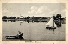 Ak Seebruck am Chiemsee Oberbayern, Boot, Segelboot - 4910163