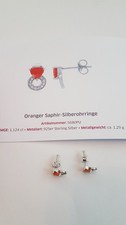 Oranger Saphir Silberohrringe