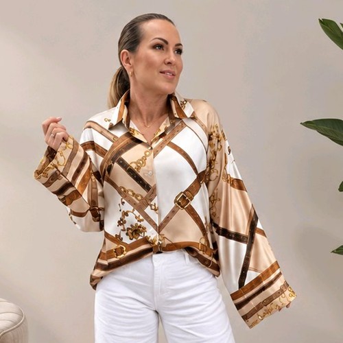 Damen oversize bluse satin - damen, 40