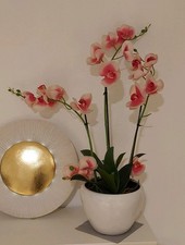 Künstliche Orchidee Rosa mit Keramik Topf Kunstpflanze Kunstblume H 75 cm Neu 