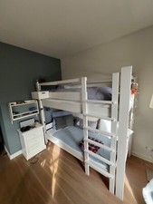 De Breuyn Hochbett, Buche massiv, weiß gebeitzt/lackiert (mit Matratzen)