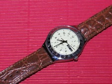 REFURBISHED / neuwertige Swatch Irony Big - PERGAMENA mit Lederarmband
