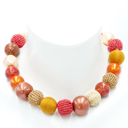 Halskette perlenkette orange - halskette,