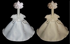 Kerzenrock + Tropfschutz weiß creme Perlenblumen Kommunionkleid Anzug Taufe neu