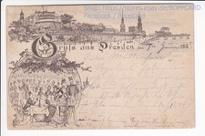 SACHSEN , FRÜHES LITHO GRUSS AUS DRESDEN , 1885 !!