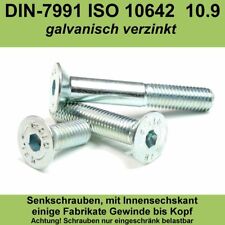 M6 DIN 7991 Senkschrauben verzinkte 10.9 Innensechskant Senkkopf ISO 10642 Stahl