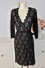 Diane Von FURSTENBERG Wickel KLEID schwarz V-Ausschnitt Gr 4 US 34 wie NEU