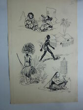 Originalzeichnung Völker 2 Buch - Rund um die weite Welt  1948 Wilhelm Eigener 