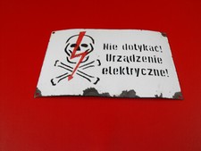 altes emailliertes Schild Emailleschild Hochspannung Lebensgefahr Loft Industrie
