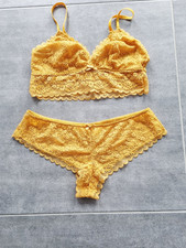BH String Set gelb ocker Größe M Spitze sexy bequem weich dehnbar NEU