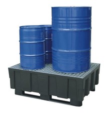 EURO-PE-Auffangwanne 250/2 mit 2 Kufen, verzinktem Gitterrost und Zulassung