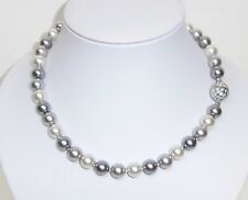 Perlenkette Grautöne Magnetverschluß 43 cm lang  - neu