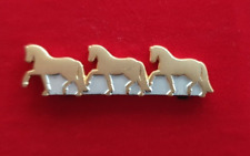 Schmucknadel Plastronnadel Brosche : 3aufgereihte Pferde  silber/goldfarben