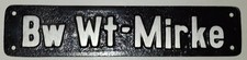 Alu Schild Eisenbahn "Bw Wt-Mirke" Nachguß DB Betriebswerk Wuppertal-Mirke 26x6