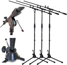 3x keepdrum MS107B Mikrofonständer Mikrofonstativ mit Galgen - Metall-Sockel
