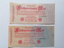Zwei Stück Alte Banknote Reichsbanknote 500.000 Mark 1923 Inflation