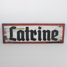Holzschild LATRINE Retro Deko