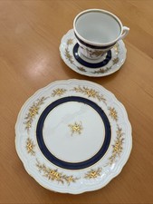 Kaffeeservice 12-teilig mit Goldrand Blau / weiß inkl. zwei Kannen