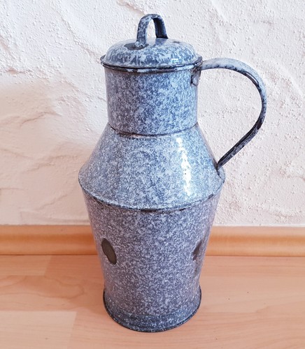 Kanne emaille grau weiß - kanne,