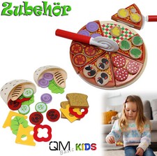 Kinder Spielküche Holz Zubehör Pizza Döner Gemüse schneiden Filz Lebensmittel