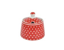 Zuckerdose rot mit Punkten