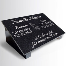 Grabstein GRANIT Grabplatte Urnengrabstein Motiv+Gravur mit Stützen XXL2