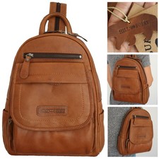 Rucksack ✰ LEDER ✰ Damen Frauen Tasche  Lederrucksack Hill Burry Braun