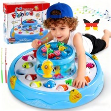 Angelspiel Magnetisch ab 2–3 Jahre Kinderspielzeug mit 26 Fischen & 4 Angeln