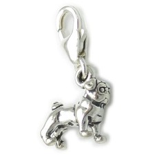 Mops Hund TINY Sterling Silber