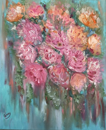 ölbild gemälde blumen - gemälde,