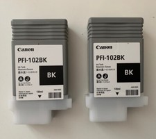 2 unbenutzt original canon pfi-102bk canon pfi 102 schwarz ipf510 ipf600 ipf605 