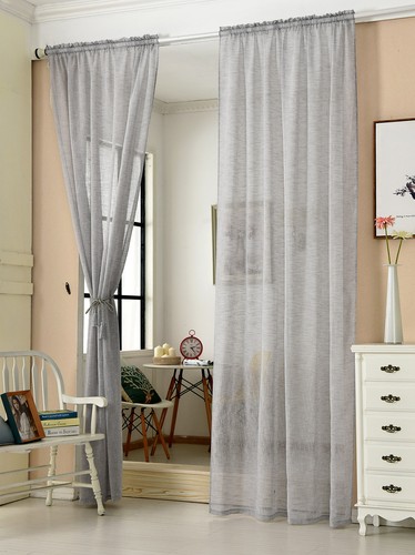 2xgardinen transparent leinen - transparent,