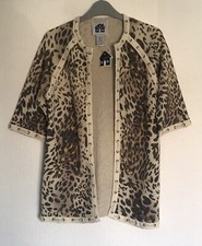 STORYBOOK KNITS Cardigan Leopardenmuster Rand zu Rand Metallicfaden Brustumfang 40" Neu