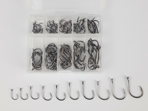 100er set angelhaken schwarz - set,