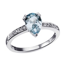 Goldmaid Damenring 333 Weißgold 1 Topas Edelstein tropfenförmig, 10 Zirkonia NEU