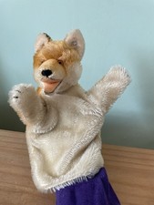 Rare: Handpuppe Steiff, Wolf, Fuchs, fox, 50s, 60s, button / Knopf ,Vintage