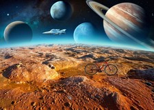 Postkarte. Fahrrad. Im