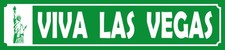 Blechschild 10x46 cm Viva Las Vegas Freiheitsstatue Deko Geschenk  Schild