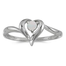 14 Karat Weißgold runder Opal